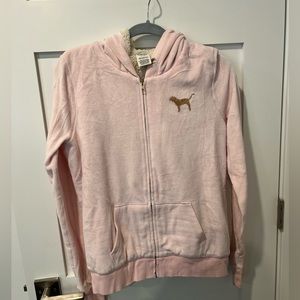 PINK Victoria’s Secret Fur lined Zip Hoodie with Bling